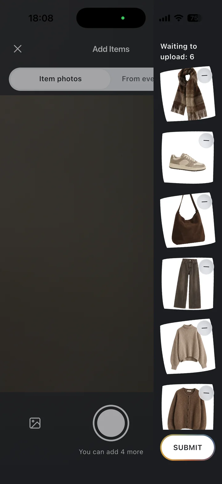 Take photos or upload a batch from your library