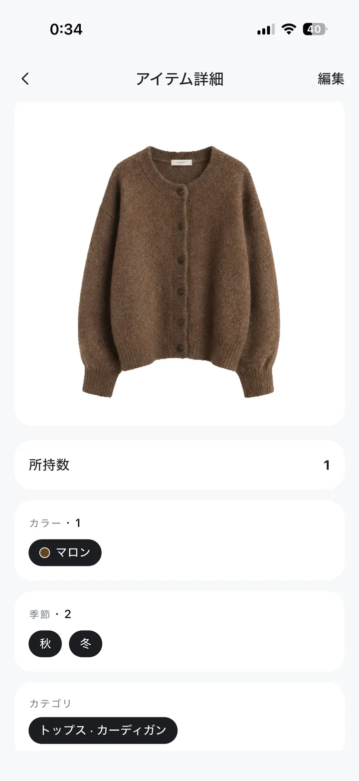 自動生成されたアイテム情報