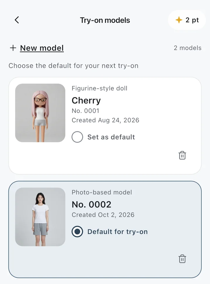 Choose a virtual doll or a realistic avatar